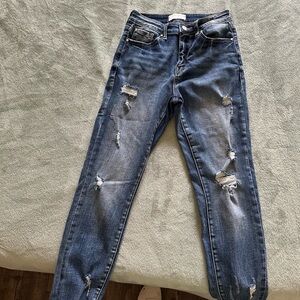 Distressed Blue Jeans
